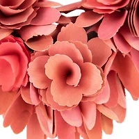 14" Salmon Pink Valentine's Day Wooden Floral Heart Wreath