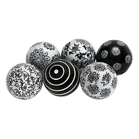 3" Black & White Patterned Ceramic Vase Filler Orb Set
