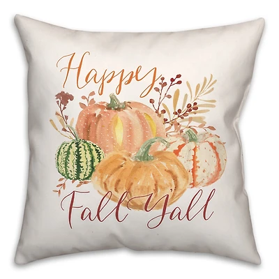 Happy Fall Watercolor Throw Pillow