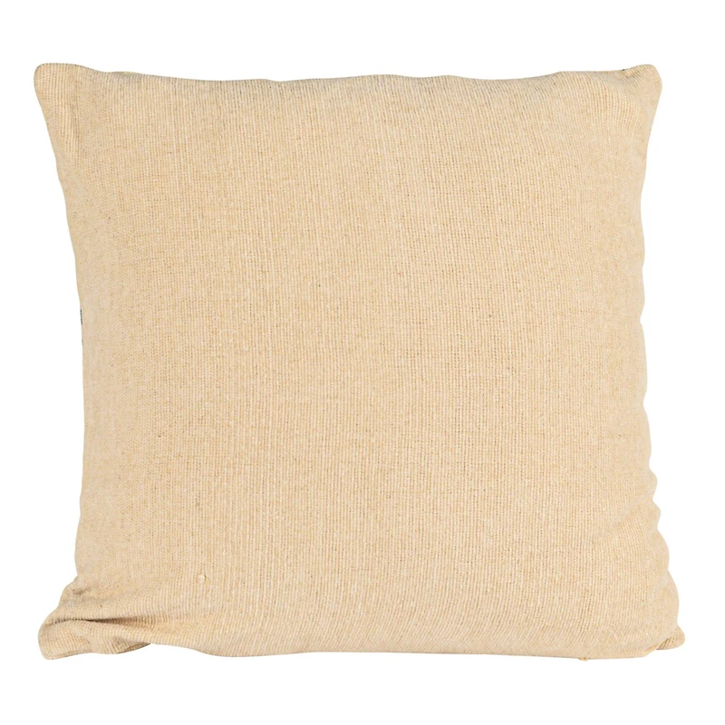 Hello Honey® 20" x 20" Natural & Blue Azure Lines Embroidered Cotton Pillow