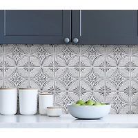InHome Camden Antique White Faux Tin Peel & Stick Backsplash Tiles