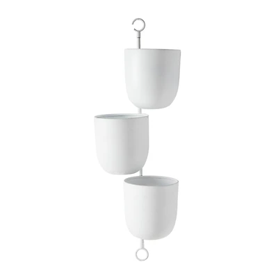 25" White Metal Contemporary 3-Pot Hanging Planter