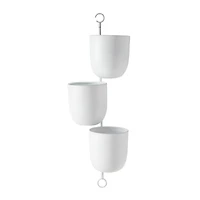 25" White Metal Contemporary 3-Pot Hanging Planter