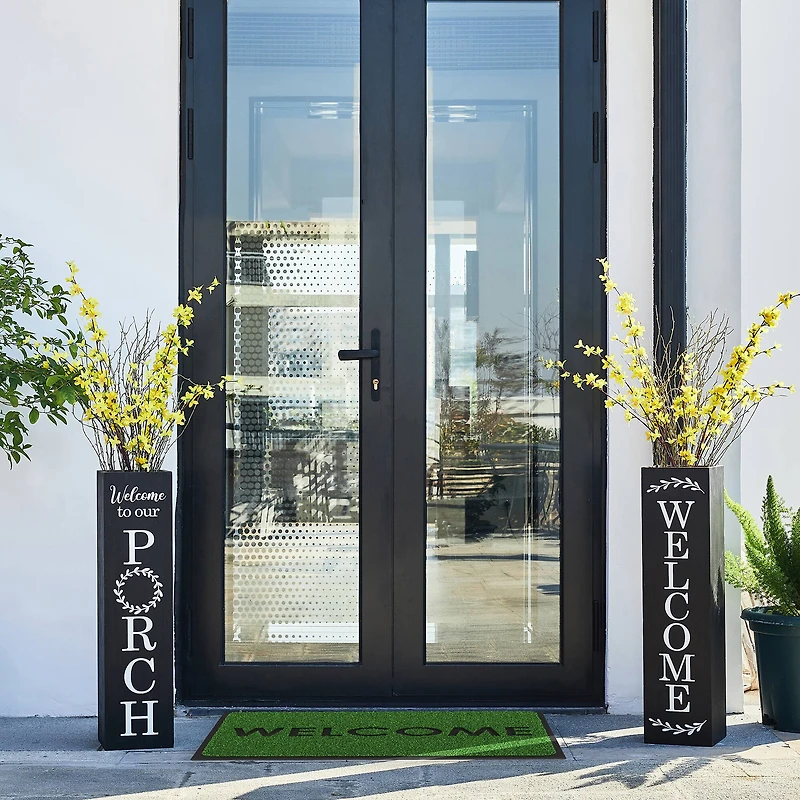 Glitzhome® 30" Black Wood Boxed Welcome Porch Sign