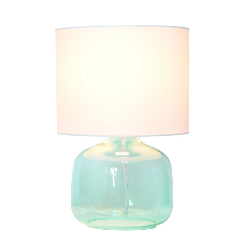 Simple Designs 14" Glass Table Lamp with White Fabric Shade