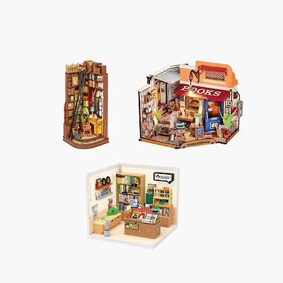 Rolife® Book Store DIY Miniature Kit Bundle
