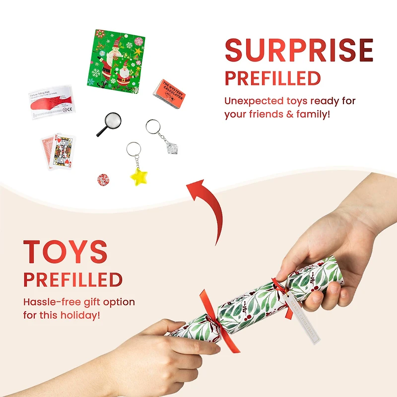 Glitzhome® 10" Christmas Holy Leaves Party Cracker with Gift Contents, 8ct.
