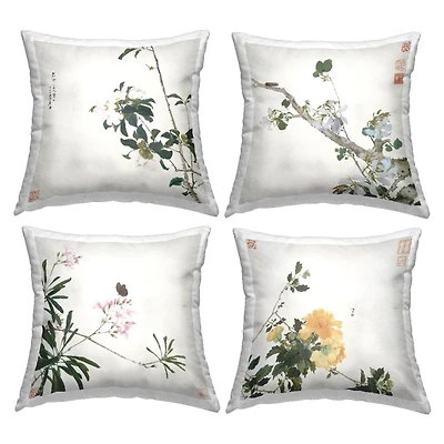 Stupell Industries Traditional Eastern Flowers Decorative Printed Throw Pillow Set