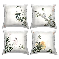 Stupell Industries Traditional Eastern Flowers Decorative Printed Throw Pillow Set