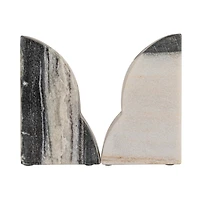 Hello Honey® 5" Black Mélange Carved Marble Bookend Set