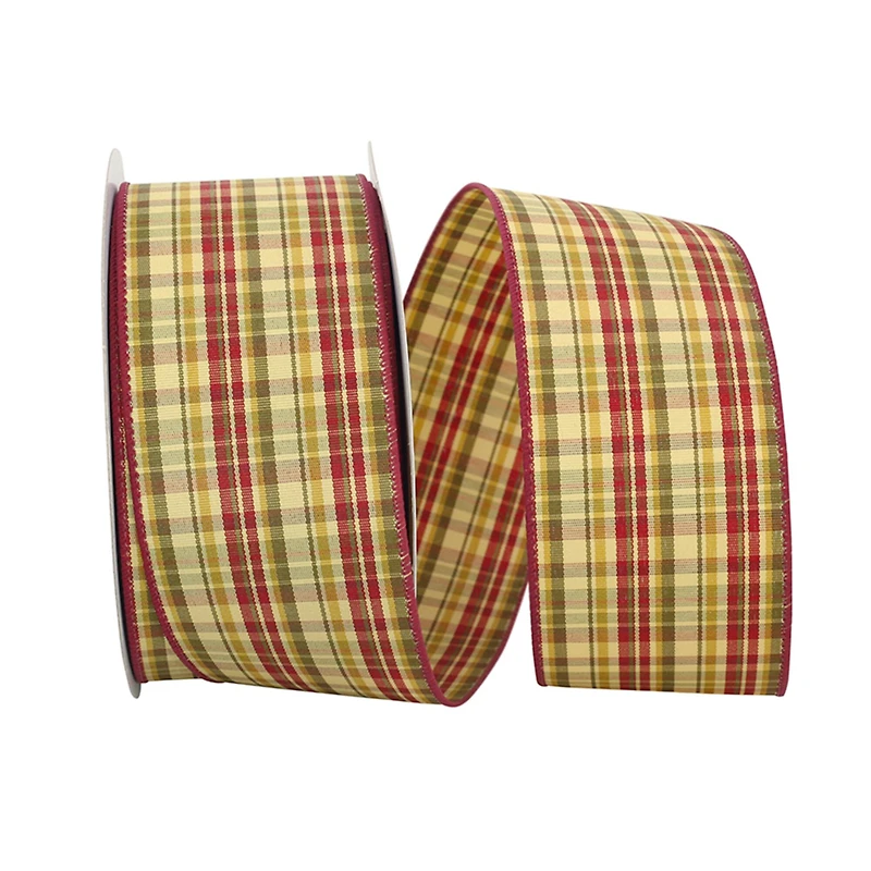 JAM Paper 2.5" x 20yd. Wired Plaid Carmen Ribbon