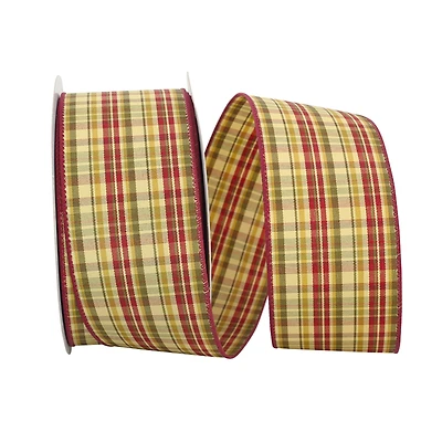 JAM Paper 2.5" x 20yd. Wired Plaid Carmen Ribbon