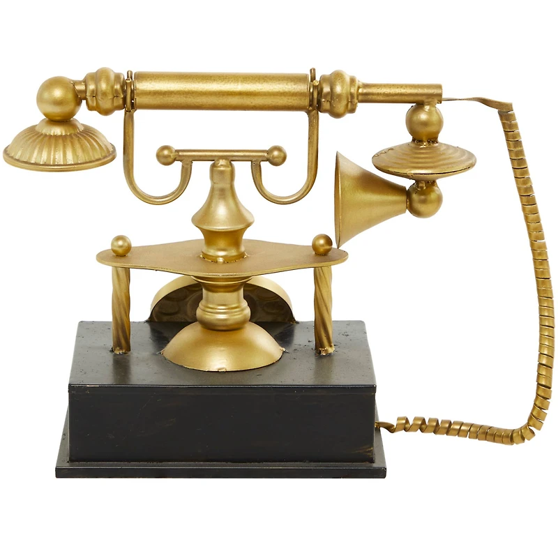 14" Gold Metal Telephone Sculpture