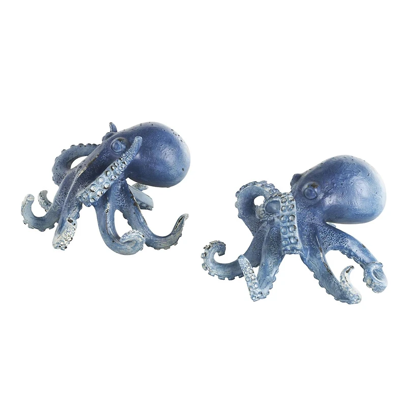 Dark Blue Octopus Sculpture Set