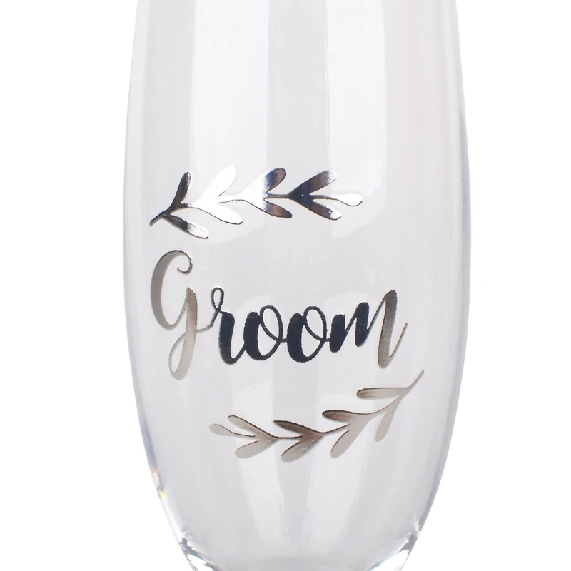 6 Pack: Silver Groom Toasting Flute by Celebrate It™
