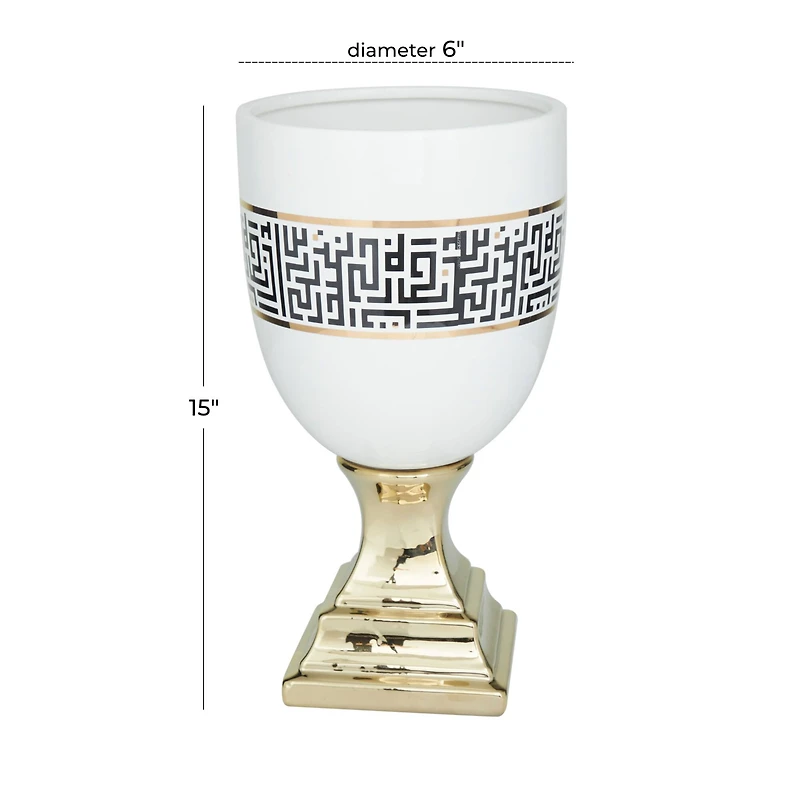 Gold Dolomite Glam Vase, 15" x 8" x 8"