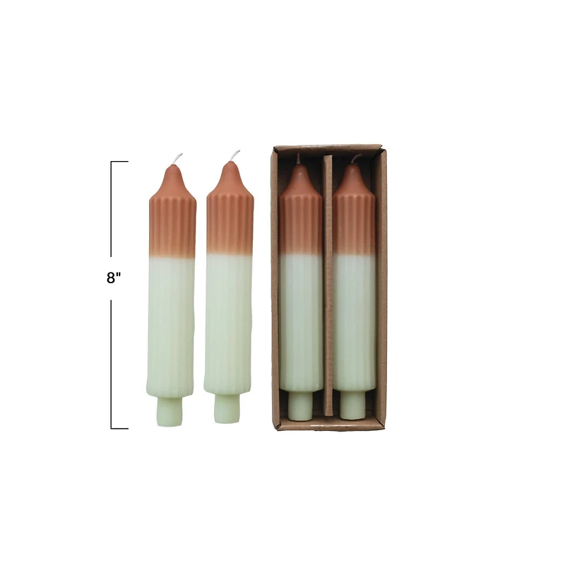 Hello Honey® 8" Camel & White Unscented Pleated Taper Candles, 2ct.