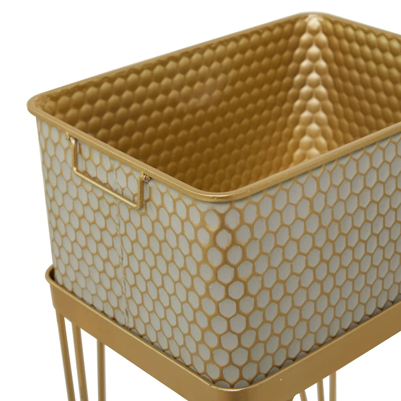 Gold Modern Planter, Set of 2" 30", 27"