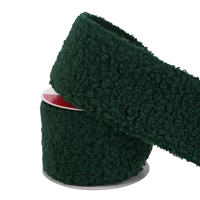 2.5" x 9ft. Green Wired Sherpa Ribbon by Celebrate It®