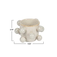 Hello Honey® 4.25" Speckled Cream Round Stoneware Planter with Orbs