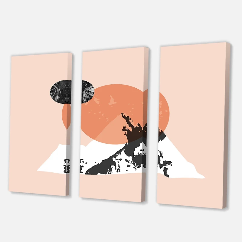 Designart - Modern Minimalist Mountain Sun and Moon