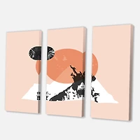 Designart - Modern Minimalist Mountain Sun and Moon