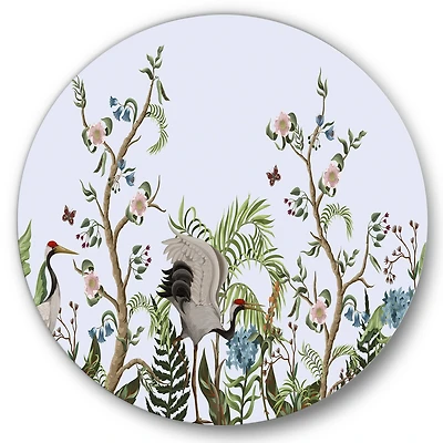 Designart - Border With Cranes & Peonies In Chinoiserie Style
