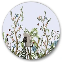 Designart - Border With Cranes & Peonies In Chinoiserie Style