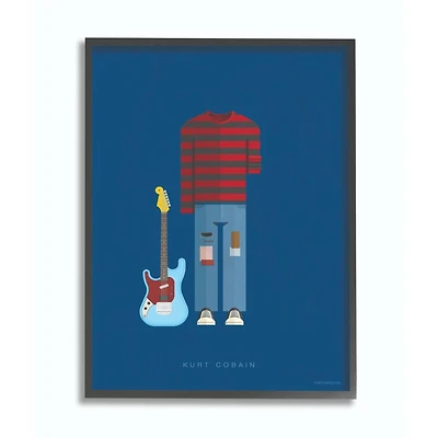 Stupell Industries Kurt Cobain Minimalist Illustration Black Framed Wall Art