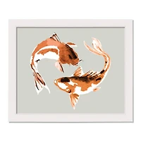 Circling Koi White Framed Print Wall Art