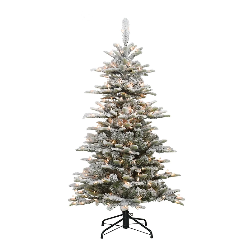4.5ft. Pre-Lit Slim Flocked Aspen Fir Artificial Christmas Tree, Clear Lights