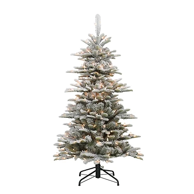 4.5ft. Pre-Lit Slim Flocked Aspen Fir Artificial Christmas Tree, Clear Lights