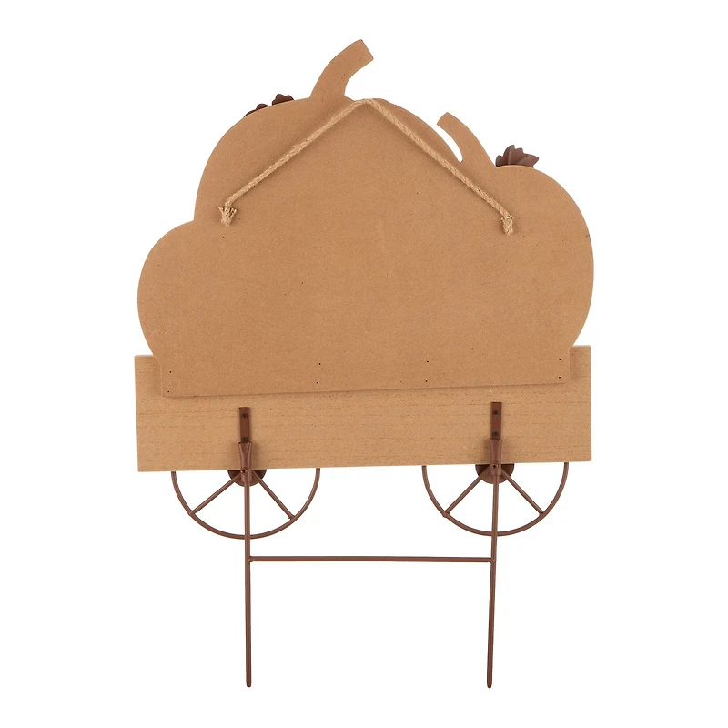26" GlitzHome® Wooden Pumpkin Cart Yard Stake