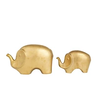 Set of 2 Gold Stoneware Glam Sculptures, 7" x 9" x 4"