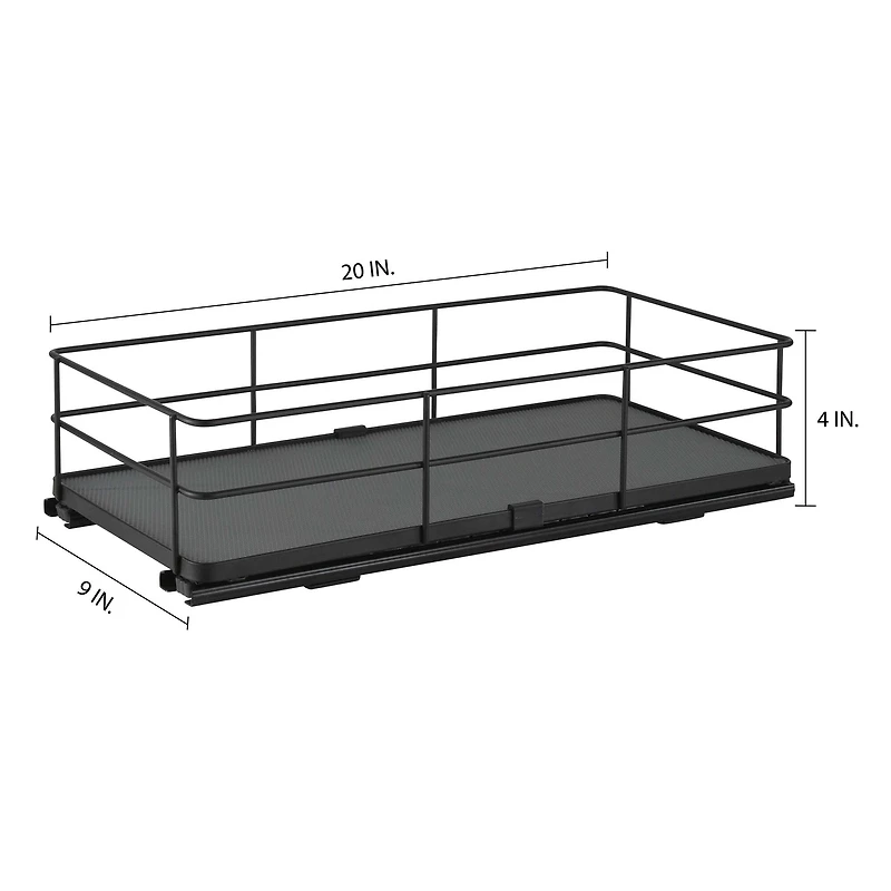 Organize It All Matte Black Slide Out Shelf Organizer