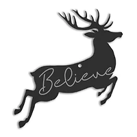 4" Believe Reindeer Metal Ornament
