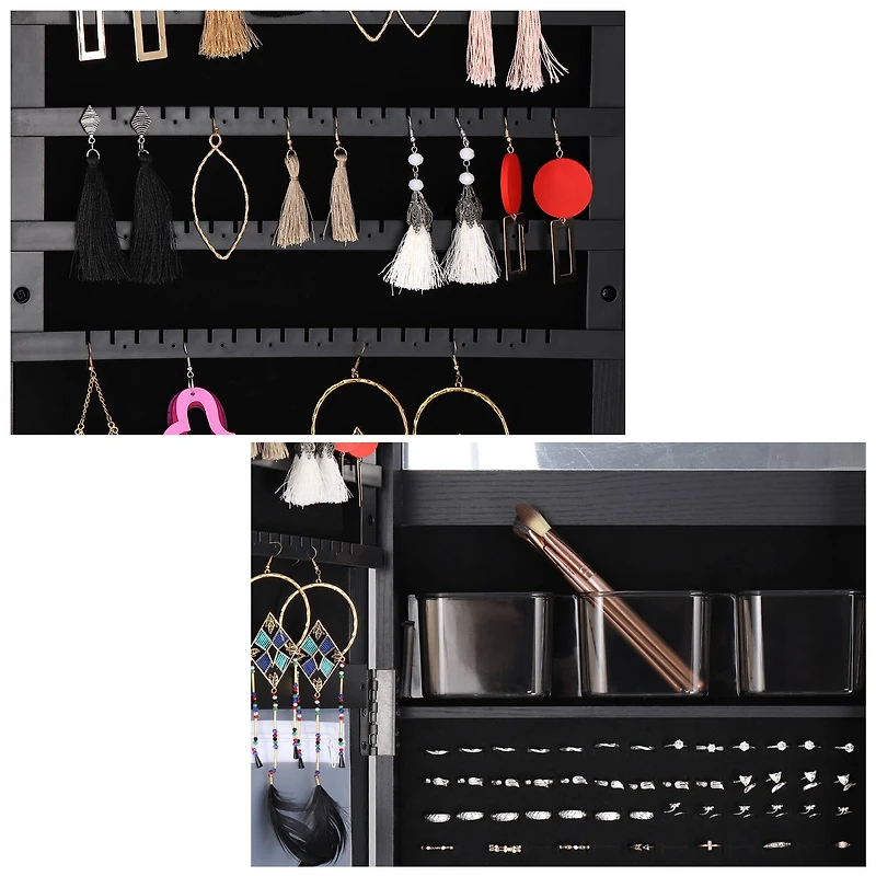 NEX™ Black 360 Degree Rotatable Jewelry Armoire with Free-Standing Mirror