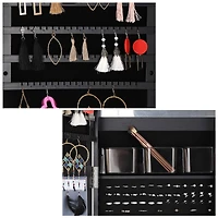 NEX™ Black 360 Degree Rotatable Jewelry Armoire with Free-Standing Mirror