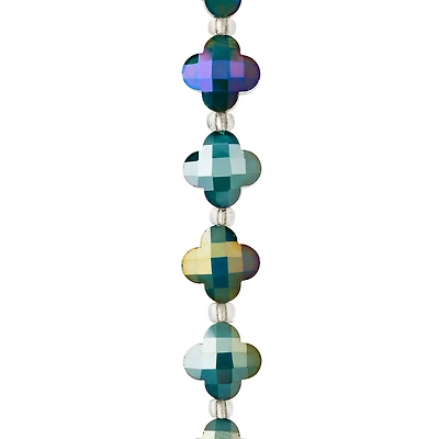 12 Pack: 12mm Turquoise Glass Cross Faceted Beads by Bead Landing™