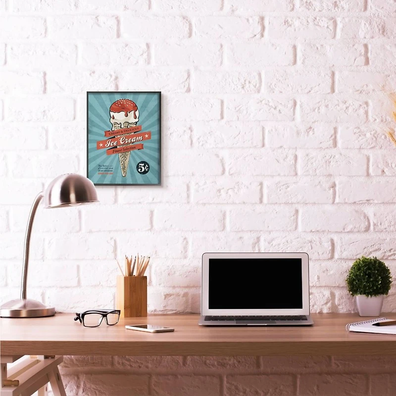 Stupell Industries Retro Ice Cream Parlor Black Framed Wall Art