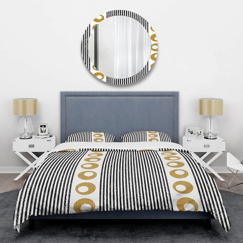 Designart 'Vertical Retro Geometrical Pattern I' Mid-Century Duvet Cover Set