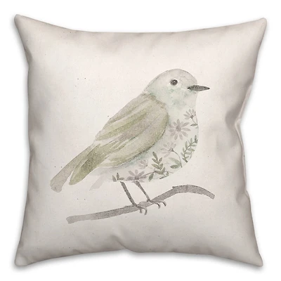 Neutral Sage Bird I Indoor/Outdoor Pillow