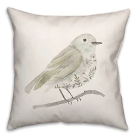 Neutral Sage Bird I Indoor/Outdoor Pillow