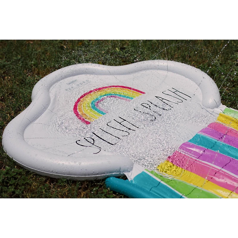 Rae Dunn 16ft. Splish Splash Rainbow Slide & Ride with Sprinkler