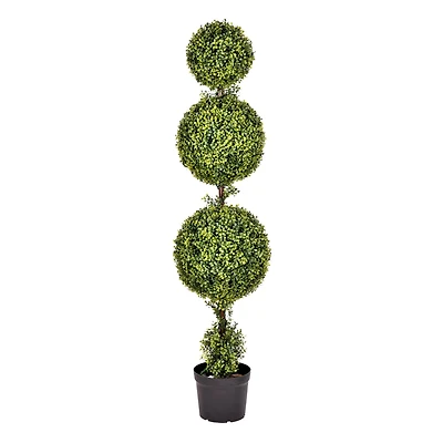 5ft. Artificial Triple Ball Green Boxwood Topiary