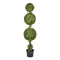 5ft. Artificial Triple Ball Green Boxwood Topiary