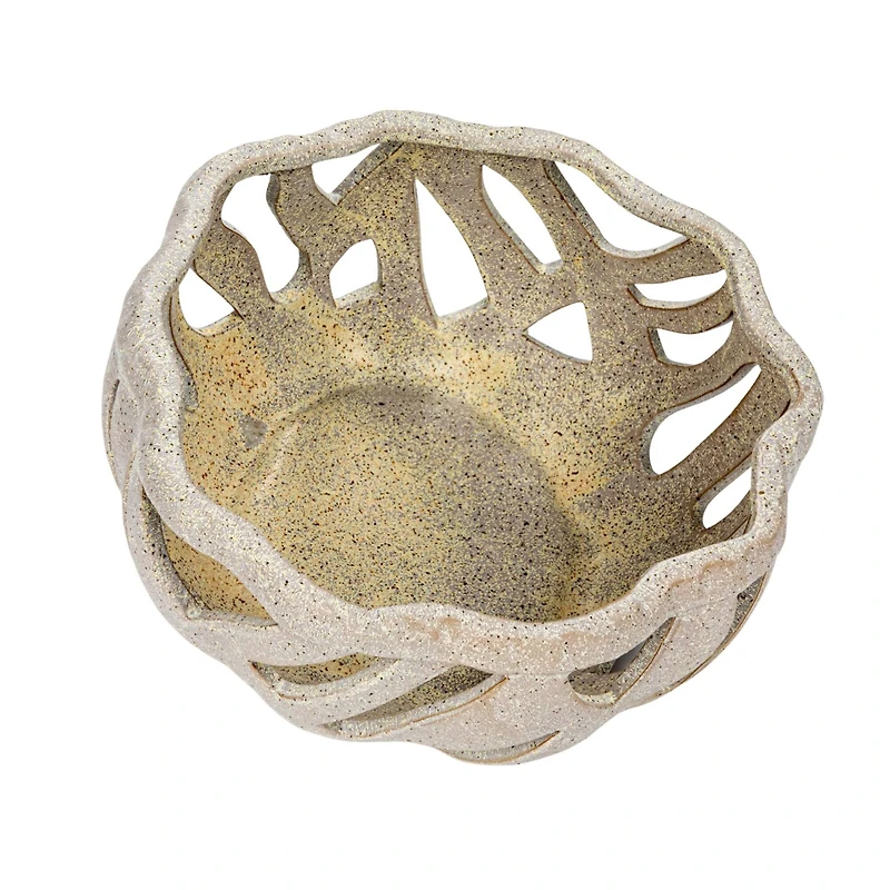 Hello Honey® 9.5" Cream Speckled Reactive Glaze Stoneware Bread Basket