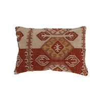 Aztec Pattern Woven Wool Blend Kilim Lumbar Pillow