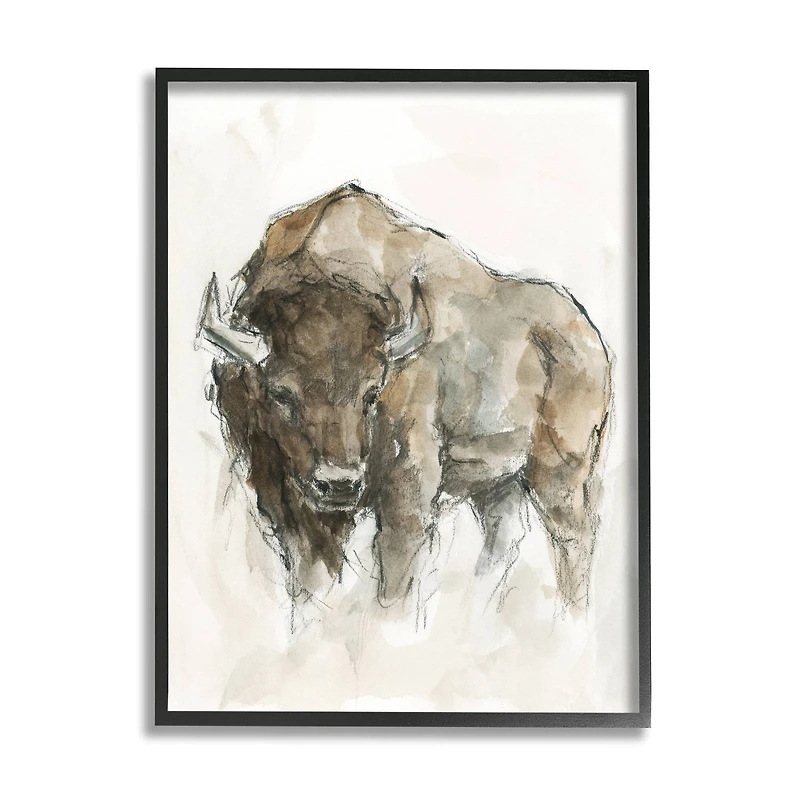 Stupell Industries Western American Buffalo Brown Country Animal Framed Wall Art