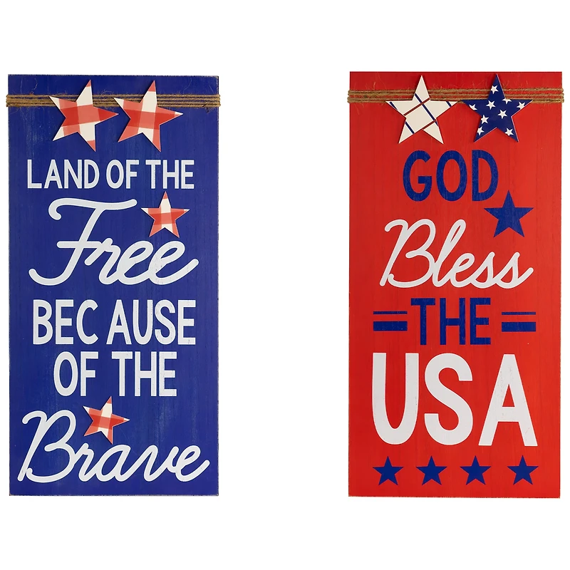 23.5" Patriotic Sentiment Wood Plaque Set